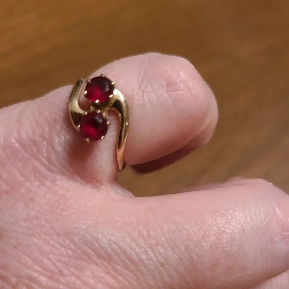 Golden Ring With Rubies 10K - Picture 6 of 10